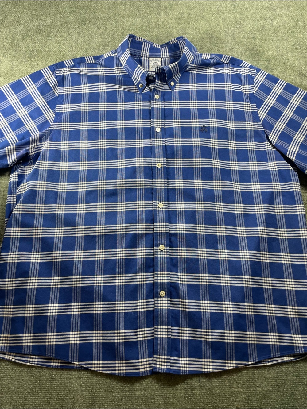 Brooks Brothers Blue and White Plaid Button-Down Shirt